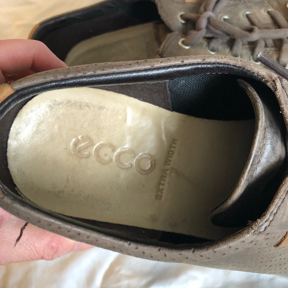 🏈ECCO men’s brown leather tennis shoes sz 45 - Picture 2 of 8